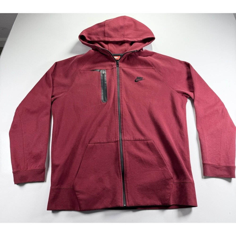 Nike Sportswear Tech Fleece Full-Zip Hoodie Red 2XL zip pocket jacket Casual